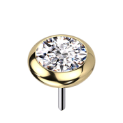 Threadless plaqué or disque arrondi cristal argent