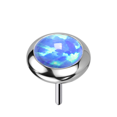 Threadless silber Scheibe abgerundet Opal blau