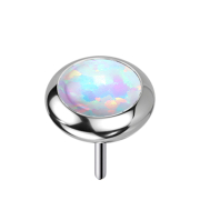 Threadless silber Scheibe abgerundet Opal weiss
