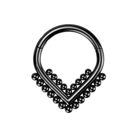 Micro anneau segmenté pliable, coudé, noir, avec billes