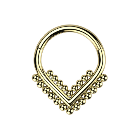 Micro anneau segmenté pliable, doré, avec boules