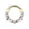 Micro segment ring, foldable, gold-plated, five round crystals, two baguette crystals