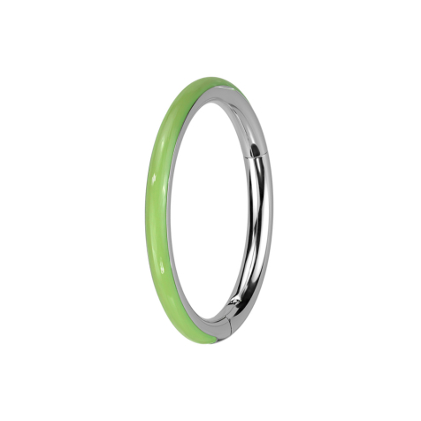 Anello micro segmentato pieghevole argento con lato verde "Glow"