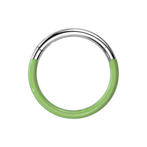 Micro anello segmentato pieghevole argento fronte verde "Glow"