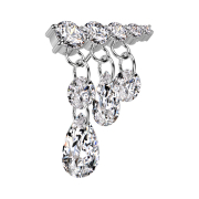 Threadless silver crystals descending pendant crystal...