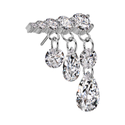 Threadless silver crystals descending pendant crystal...