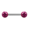 Barbell argent avec deux boules de cristal fuchsia couche protectrice dépoxy