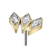 Threadless plaqué or trois pointes de lance...