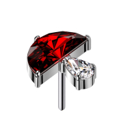 Threadless argento fungo cristallo rosso