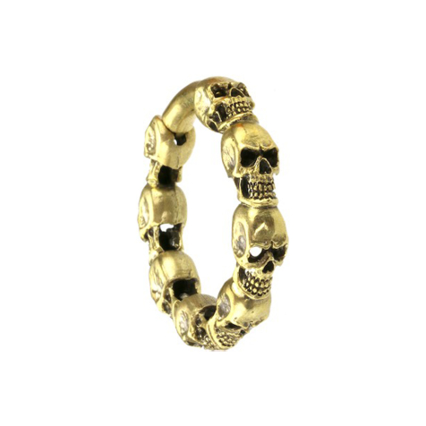 Anello con segmento di peso allorecchio con teschi placcati in oro a cerniera