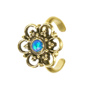 Ring vergoldet Blume mit Opal blau