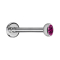 Micro labret internal thread silver with hemisphere crystal fuchsia