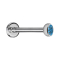 Micro Labret Innengewinde silber mit Halbkugel Kristall hellblau