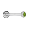 Micro labret internal thread silver with hemisphere crystal light green
