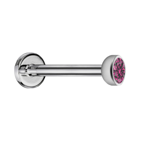Micro Labret Innengewinde silber mit Halbkugel Kristall pink