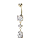Banana gold-plated with two spheres crystal silver pendant round and drop crystal