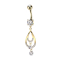 Banana gold-plated with two balls crystal silver pendant two drops with crystals