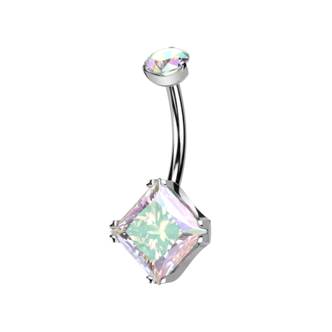 Banana internal thread silver round crystal multicolor set and square crystal multicolor set