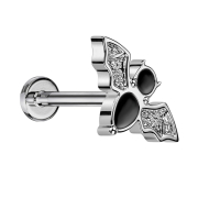 Micro Threadless Labret Silver Bat Silver