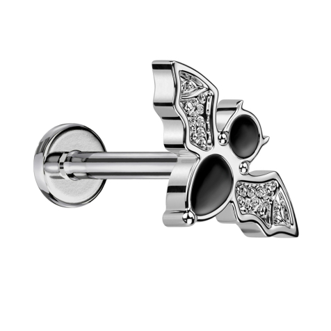 Micro Threadless Labret Silver Bat Silver