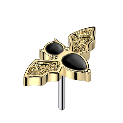 Threadless pipistrello placcato oro