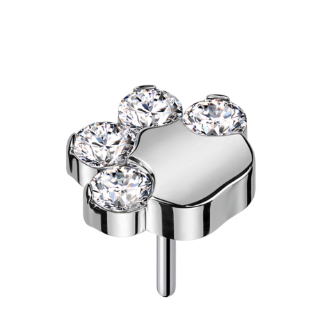 Punta senza filettatura argento con cristalli argento