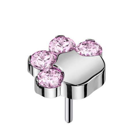 Patte argentée sans filetage avec cristaux roses