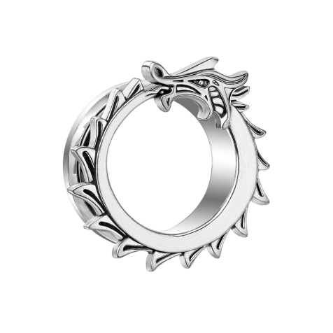 Flesh Tunnel silber Drache