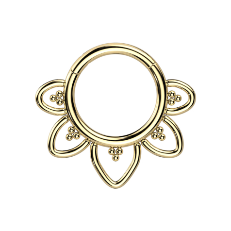 Micro bague segmentée pliable plaquée or cœurs en filigrane