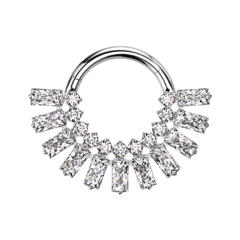 Micro Segmentring klappbar silber elf rechtige und runde Kristalle silber