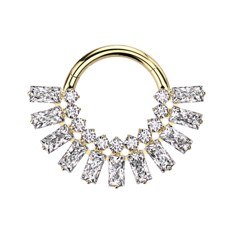 Anello micro segmentato pieghevole argento undici cristalli regolari e rotondi argento