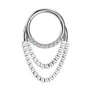 Micro segment ring hinged silver front crystals silver...