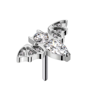 Threadless Bat Silver Crystals Silver