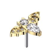 Threadless bat gold-plated crystals silver