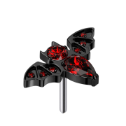 Threadless Bat Black Crystals Red