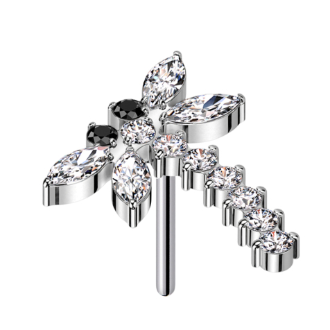 Threadless Libelle argento Cristalli argento