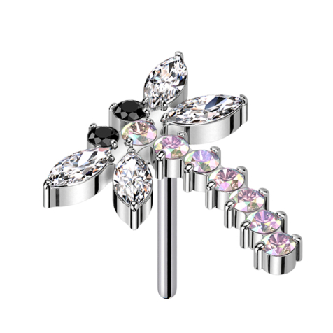 Threadless Libella argento cristalli multicolore