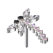 Libellule sans filet argent cristaux multicolores