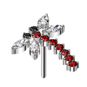 Libellule sans filet argent cristaux rouges