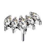 Threadless fan silver with five crystals silver