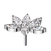 Threadless halbe Lotusblume silber Kristalle silber