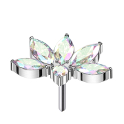 Threadless halbe Lotusblume silber Kristalle multicolor