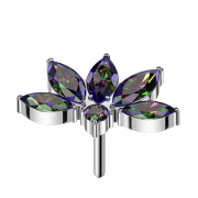 Threadless halbe Lotusblume silber Kristalle dunkel...