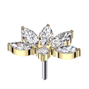 Threadless halbe Lotusblume vergoldet Kristalle silber