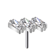 Threadless tre rettangoli argento cristalli argento