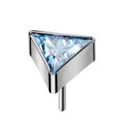 Threadless triangle silver crystal aqua