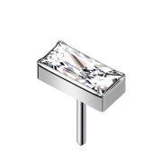 Threadless rectangle silver crystal silver