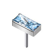 Threadless rectangle silver crystal aqua