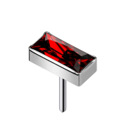 Threadless rectangle silver crystal red