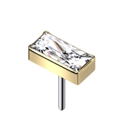 Threadless rectangle gold-plated crystal silver